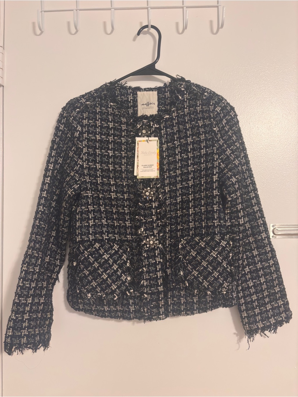 Lively Black & White Tweed Boxy Blazer